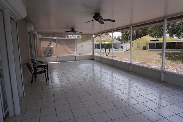 10308 Soaring Eagle Dr, Riverview, FL 33578 - unfurnished sunroom with a ceiling fan