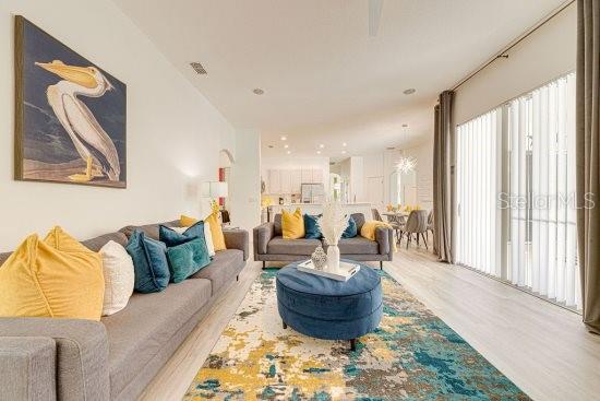 living room with wood finished floors