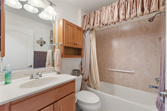 1258 Donalds Pl, The Villages, FL 32162 - bathroom with vanity, toilet, and shower / bath combo with shower curtain