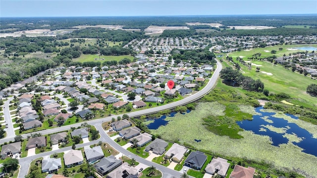 1258 Donalds Pl, The Villages, FL 32162 - aerial view of property and surrounding area with a nearby body of water, nearby suburban area, and a golf club