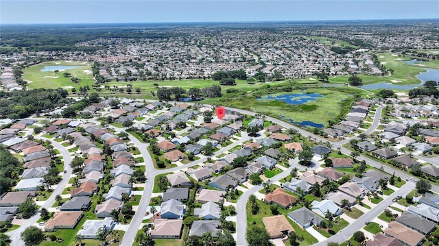 1258 Donalds Pl, The Villages, FL 32162 - aerial overview of property's location with a nearby body of water, nearby suburban area, and a golf course