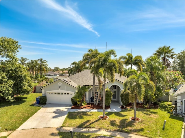 3211 Countryside View Dr, Saint Cloud, FL 34772 - view of front of property with driveway, an attached garage, a front yard, and stucco siding