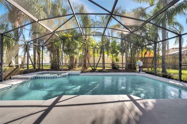 3211 Countryside View Dr, Saint Cloud, FL 34772 - view of swimming pool with a fenced backyard, glass enclosure, and a patio area