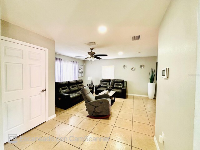 467 Martigues Dr, Kissimmee, FL 34759 - living area with light tile patterned flooring, a ceiling fan, baseboards, and recessed lighting