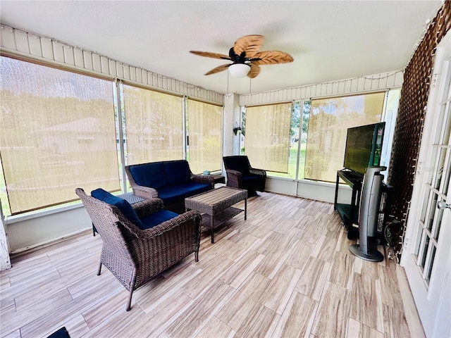 10237 SW 63rd Ave, Ocala, FL 34476 - sunroom / solarium featuring ceiling fan and outdoor lounge area