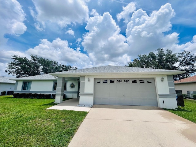 10237 SW 63rd Ave, Ocala, FL 34476 - ranch-style home featuring concrete driveway, stucco siding, a front lawn, and an attached garage