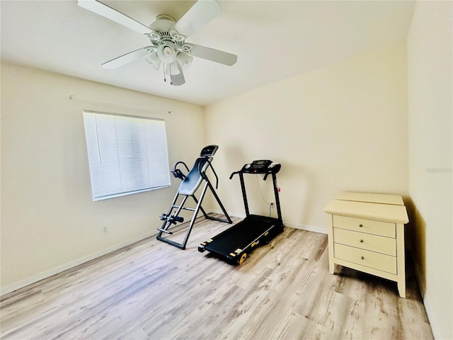 10237 SW 63rd Ave, Ocala, FL 34476 - exercise room with wood finished floors and ceiling fan