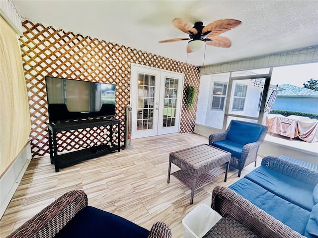 10237 SW 63rd Ave, Ocala, FL 34476 - wooden deck with french doors, an outdoor living space, and ceiling fan