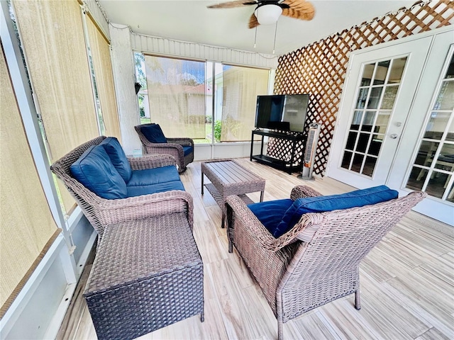 10237 SW 63rd Ave, Ocala, FL 34476 - sunroom featuring ceiling fan, outdoor lounge area, and french doors