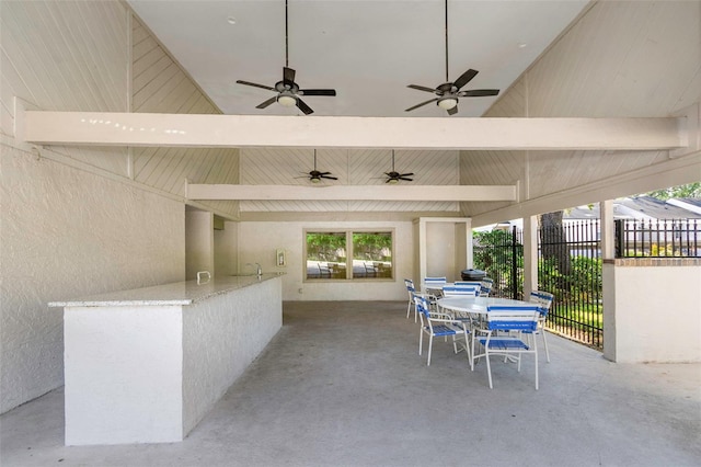 5151 Puritan Cir Unit 1022, Tampa, FL 33617 - view of patio with ceiling fan, outdoor dining space, and grilling area