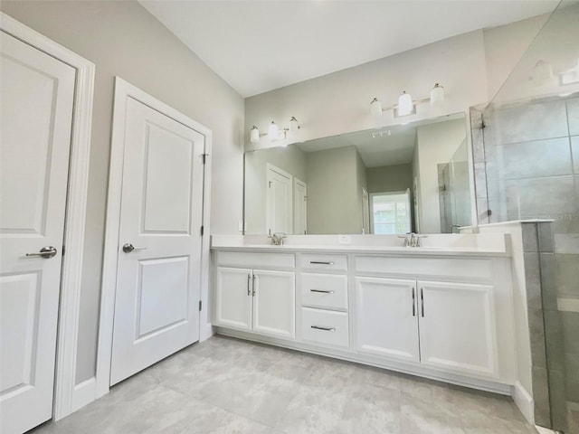 1001 Umbria Dr, Poinciana, FL 34759 - bathroom with double vanity and a tile shower