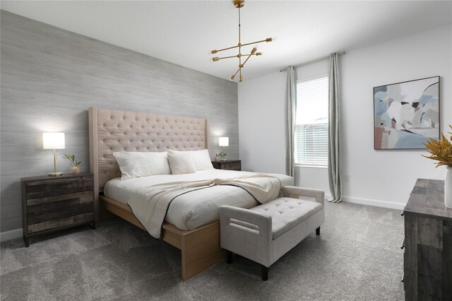 4290 Paragraph Dr, Kissimmee, FL 34746 - carpeted bedroom with a chandelier and baseboards