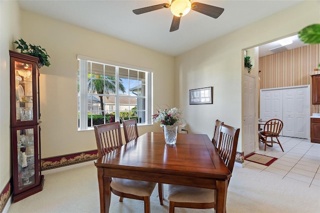 124 Ashton Dr, Davenport, FL 33837 - dining area featuring a ceiling fan and light carpet