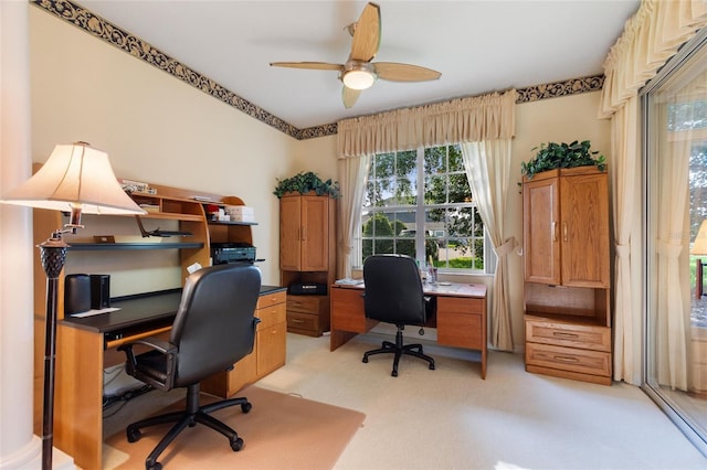 124 Ashton Dr, Davenport, FL 33837 - office featuring plenty of natural light, light colored carpet, and ceiling fan
