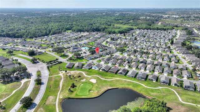 124 Ashton Dr, Davenport, FL 33837 - aerial view of property's location featuring a large body of water, nearby suburban area, and a golf club