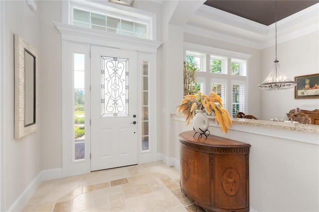 7 Spanish Moss Ct, Palm Coast, FL 32137 - foyer featuring stone tile flooring, baseboards, and arched walkways