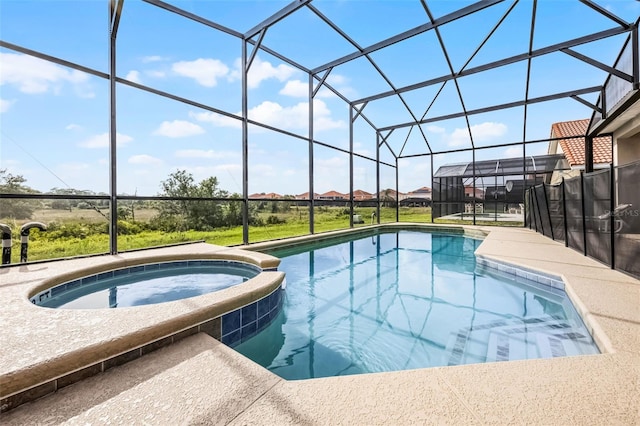 321 Rosso Dr, Davenport, FL 33837 - view of swimming pool featuring a pool with connected hot tub and glass enclosure