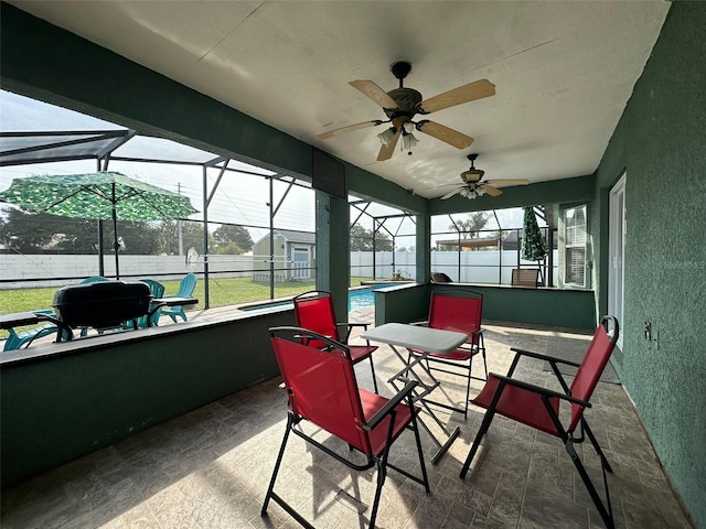 2410 Sweetwater Blvd, Saint Cloud, FL 34772 - sunroom / solarium featuring ceiling fan