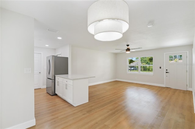 818 Ballard St, Altamonte Springs, FL 32701 - unfurnished living room featuring ceiling fan, light wood-style floors, baseboards, and recessed lighting