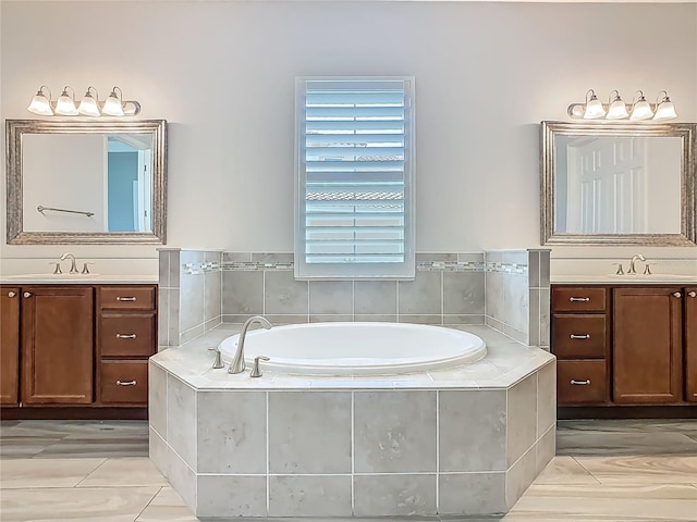 1211 Terralago Way, Kissimmee, FL 34746 - full bath with two vanities, a garden tub, and tile patterned flooring