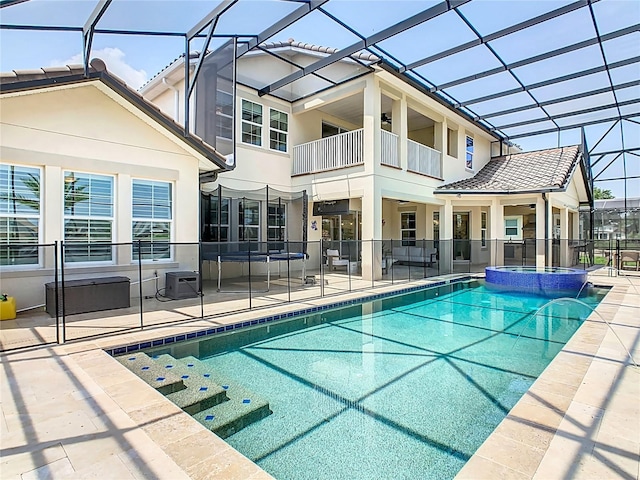 1211 Terralago Way, Kissimmee, FL 34746 - view of swimming pool with a patio, a pool with connected hot tub, a lanai, and central AC