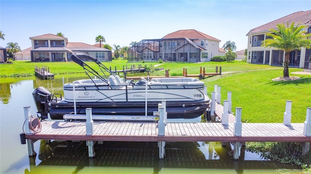 1211 Terralago Way, Kissimmee, FL 34746 - dock featuring a yard, a water view, and a residential view