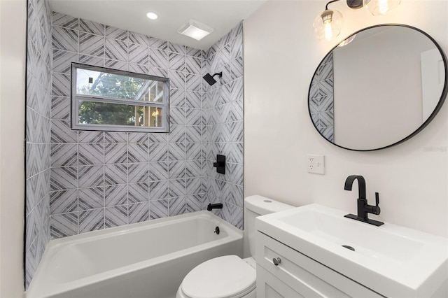 1842 Puritan Ave, Winter Park, FL 32792 - full bathroom featuring toilet, vanity, shower / bathtub combination, and recessed lighting