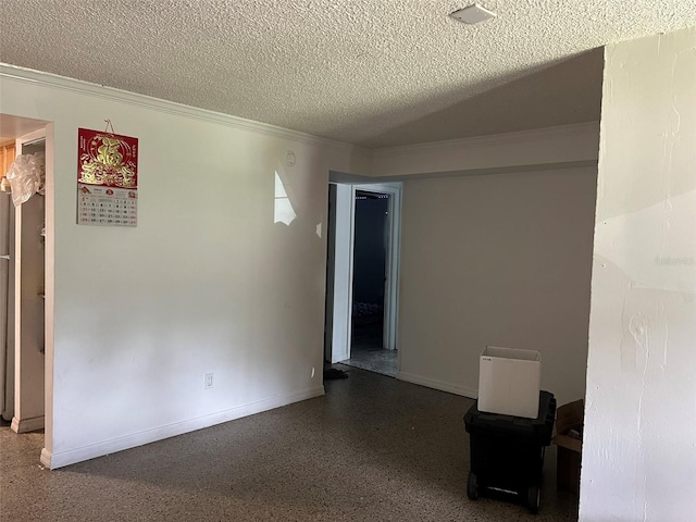 1009 Kenmore Dr, Brandon, FL 33510 - empty room featuring a textured ceiling, crown molding, and baseboards