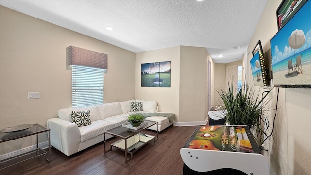 1228 Castle Pines Ct, Reunion, FL 34747 - living area featuring baseboards, wood finished floors, a textured ceiling, and recessed lighting