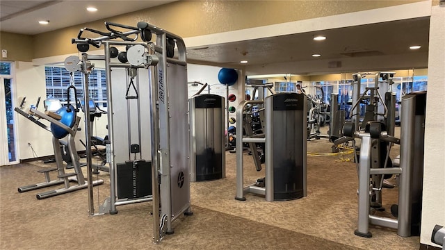 1228 Castle Pines Ct, Reunion, FL 34747 - gym featuring carpet and recessed lighting