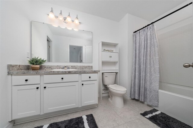 1113 Merrill St, Davenport, FL 33837 - bathroom with toilet, vanity, shower / bath combination with curtain, and tile patterned flooring