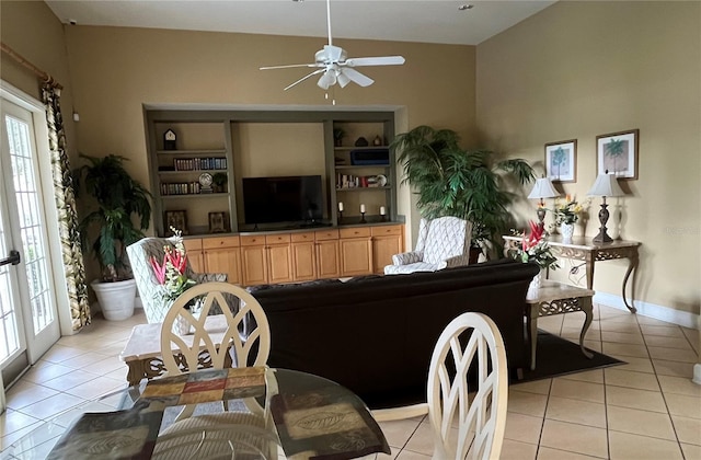 4008 San Gallo Dr Unit 106, Kissimmee, FL 34741 - living room featuring plenty of natural light, light tile patterned flooring, a ceiling fan, and baseboards