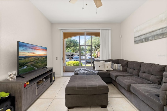 6214 Stevenson Dr Unit 106, Orlando, FL 32835 - living room featuring a ceiling fan and light tile patterned flooring