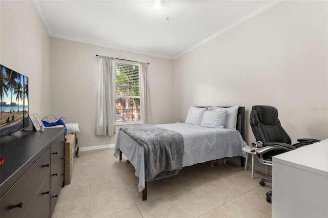 6214 Stevenson Dr Unit 106, Orlando, FL 32835 - bedroom with crown molding, light tile patterned floors, baseboards, and an office area