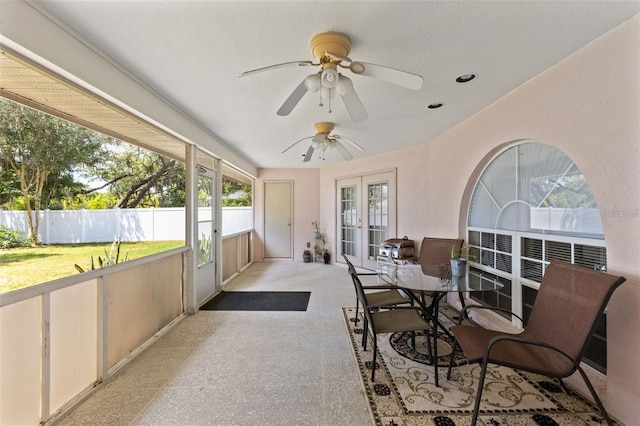 7222 Stanford Dr, Lakeland, FL 33809 - sunroom with french doors, healthy amount of natural light, and ceiling fan