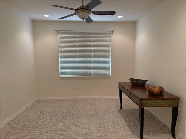 2495 Palm Tree Dr, Kissimmee, FL 34759 - unfurnished office featuring a ceiling fan, carpet flooring, baseboards, and recessed lighting