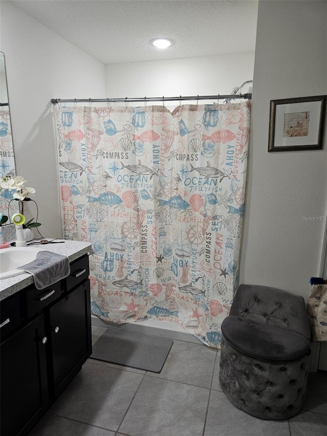 6315 Hillview Rd, Spring Hill, FL 34606 - bathroom featuring vanity, tile patterned flooring, curtained shower, and toilet