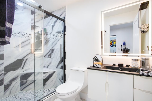 416 E Seminole Ave, Lake Wales, FL 33853 - bathroom with vanity, toilet, and a marble finish shower