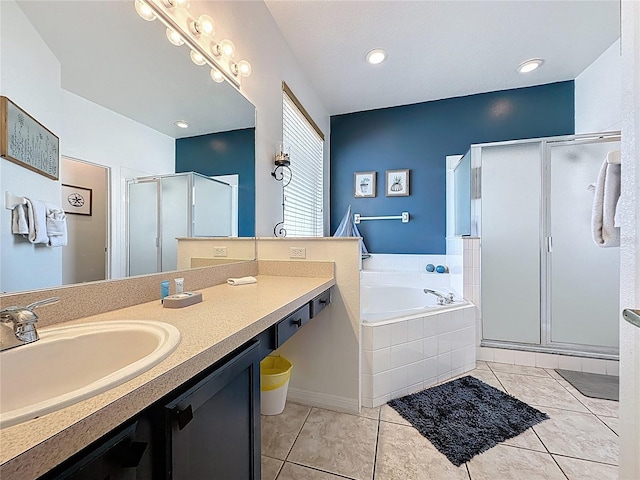 1426 Park Park, Haines City, FL 33844 - full bath with a stall shower, a bath, vanity, and tile patterned flooring