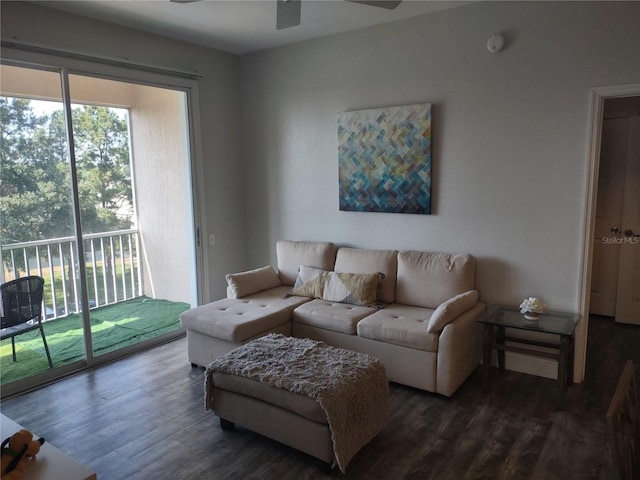 8101 Coconut Palm Way Unit 303, Kissimmee, FL 34747 - living area with ceiling fan and wood finished floors