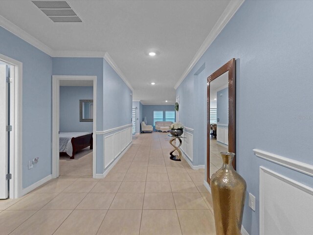 1278 Asher Mason Ave, Kissimmee, FL 34744 - corridor with ornamental molding, light tile patterned floors, recessed lighting, and baseboards
