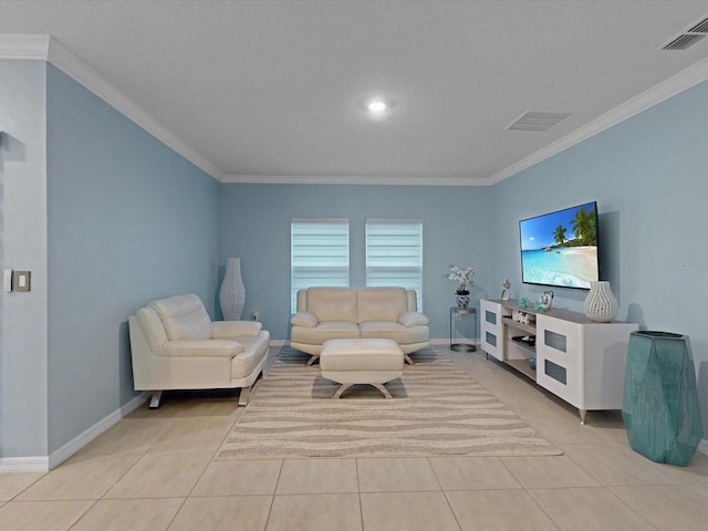 1278 Asher Mason Ave, Kissimmee, FL 34744 - living area featuring light tile patterned floors, crown molding, and baseboards