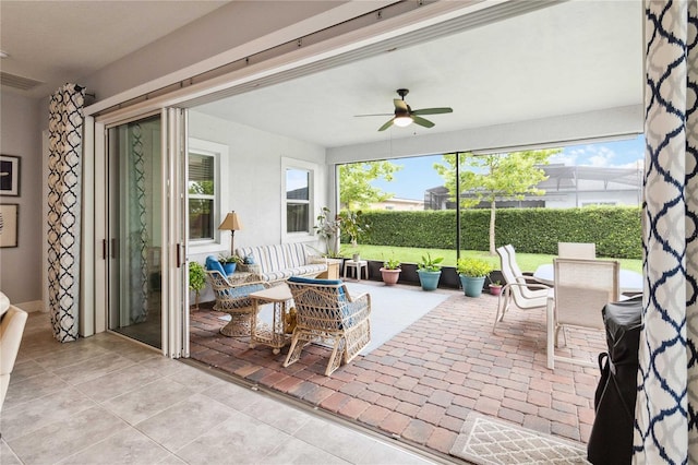 5025 Sunfalls Ave, Saint Cloud, FL 34772 - sunroom featuring a ceiling fan