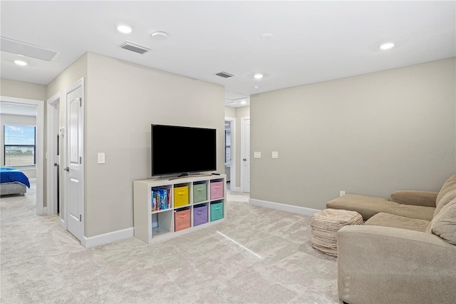 6288 Winding Pine Dr, Nokomis, FL 34275 - living room with light carpet, baseboards, and recessed lighting
