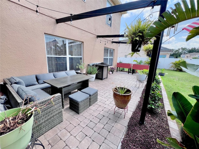 4447 Maple Chase Trl, Kissimmee, FL 34758 - fenced backyard featuring outdoor lounge area and a patio