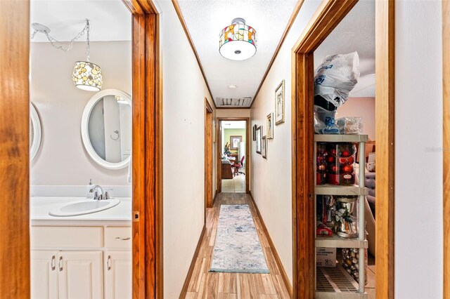 1096 Dyson Dr, Winter Springs, FL 32708 - corridor with a sink, light wood finished floors, and baseboards