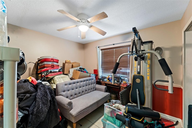 1096 Dyson Dr, Winter Springs, FL 32708 - tiled bedroom with ceiling fan and a textured ceiling