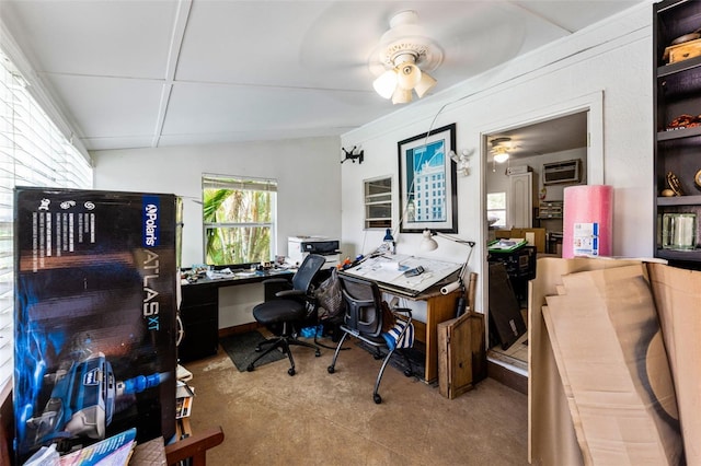 1096 Dyson Dr, Winter Springs, FL 32708 - home office featuring a ceiling fan and concrete floors