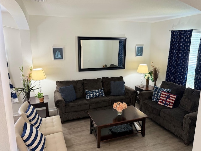 2514 Dharma Cir, Kissimmee, FL 34746 - living room with wood finished floors and arched walkways