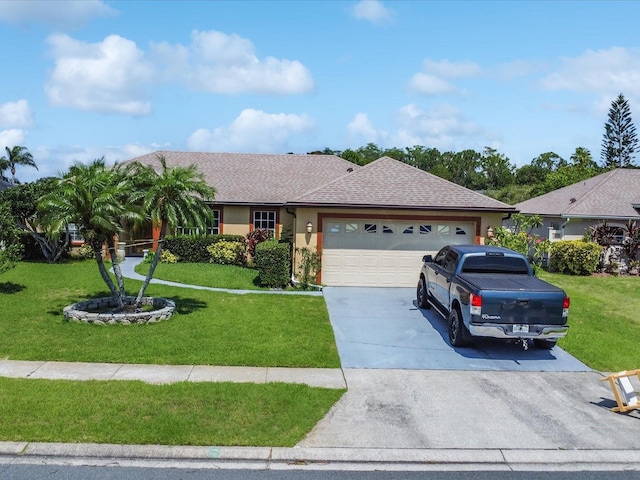 3811 Gator Bay Ln, Saint Cloud, FL 34772 - ranch-style home featuring driveway, a front yard, a garage, and a shingled roof